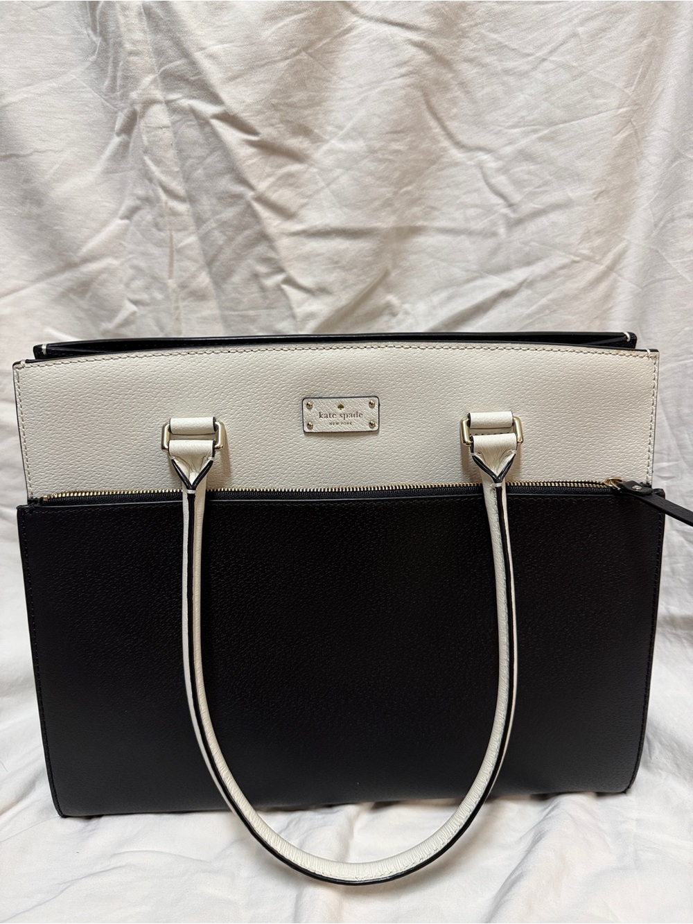 kate spade Black and White Two-Tone Structured Tote
